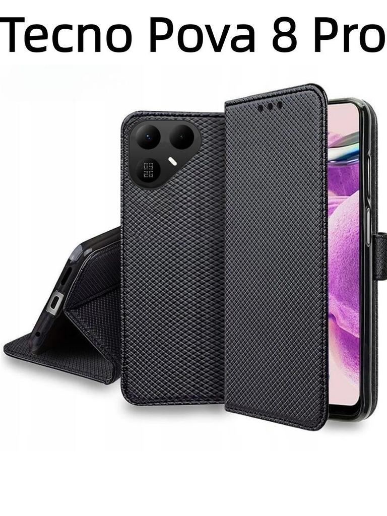 For Tecno Pova 8 Pro Case Diamond Pattern Card Slot Soft Silicone External Leather Support Function Flip Cover Attraction Closure