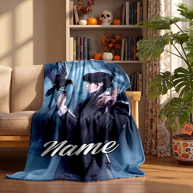 Wednesday Custom Flannel Blankets Soft Warm Cozy Throws for Home Decor Holiday Gifts