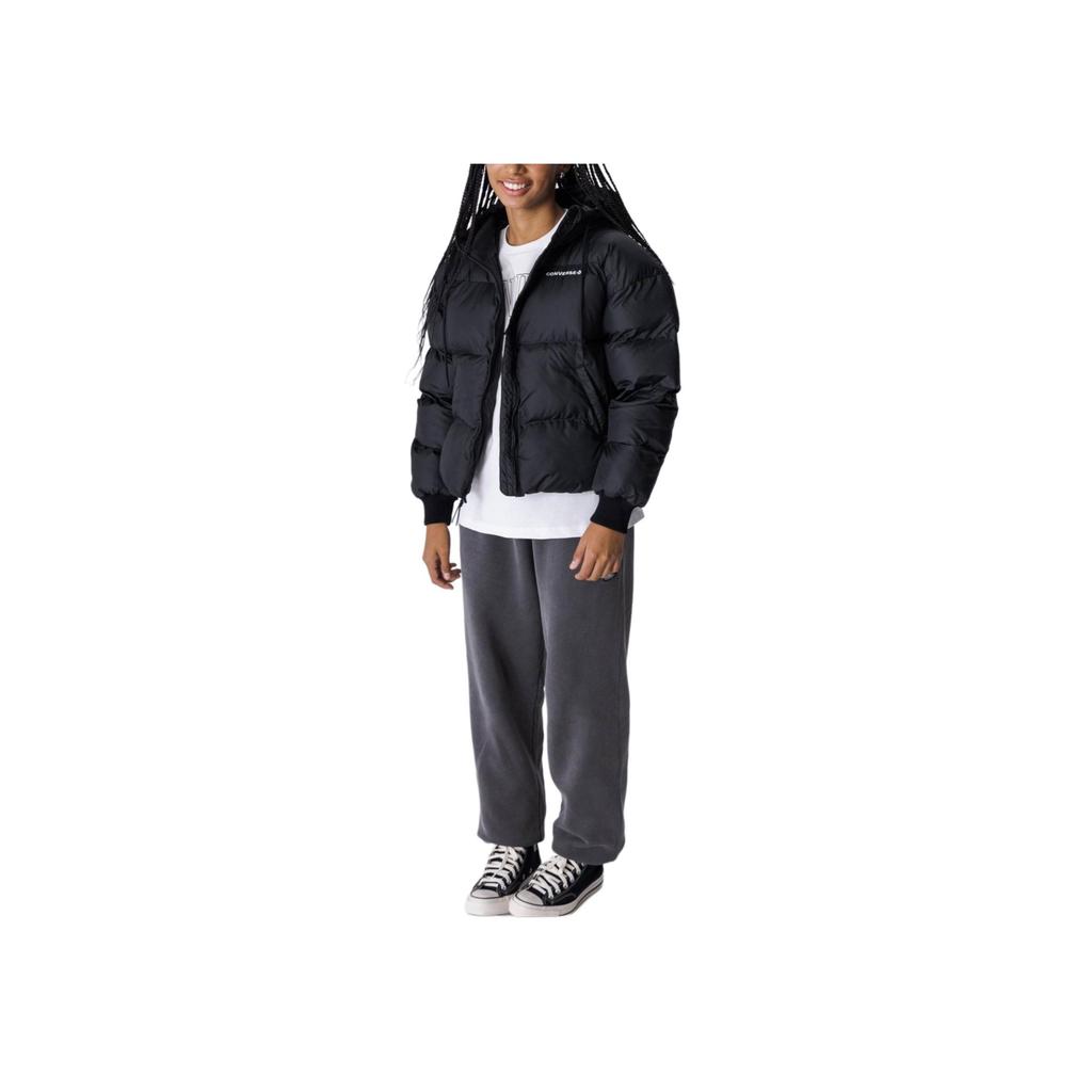 New Converse FW24 Puffer Jacket Women's Black 10025207-A01
