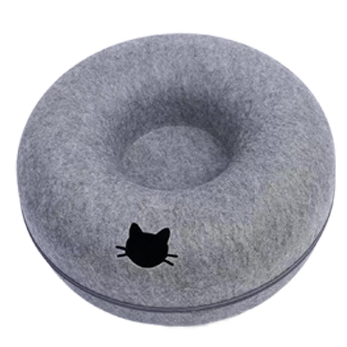 

Interactive Round Small Cat Tunnel Nest Felt Kittens Bed House Scratcher Cat Donut Sleeping Pet Toy for Cats Diameter-50cm