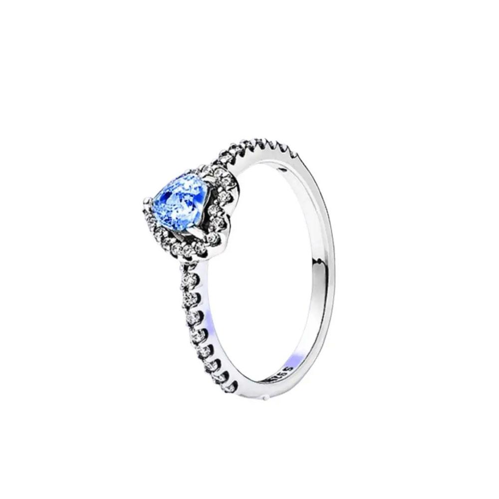 Blauer 925er Sterlingsilberring Ringe für Damen Modeschmuck Accessoires Mond Schneeflocke Herz Geschenke Hochzeit 2025