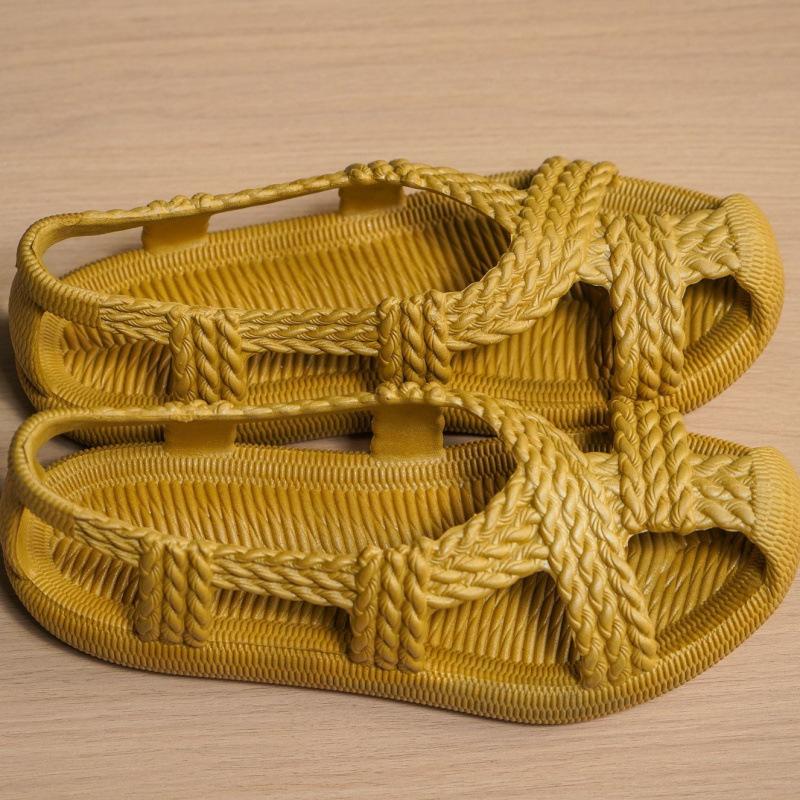 

Имитация плетения новые летние ретро нескользящие мягкая подошва полые пляжные туфли пляжные уличные соломенные туфли дышащие имитация ротангового плетения 43/44 non-slip and wear-resistant