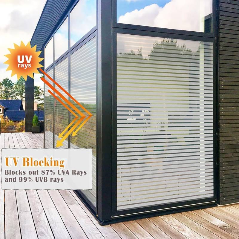Modern Privacy Film With Striped Frosted Design For Bathroom Privacy And Easy Removal