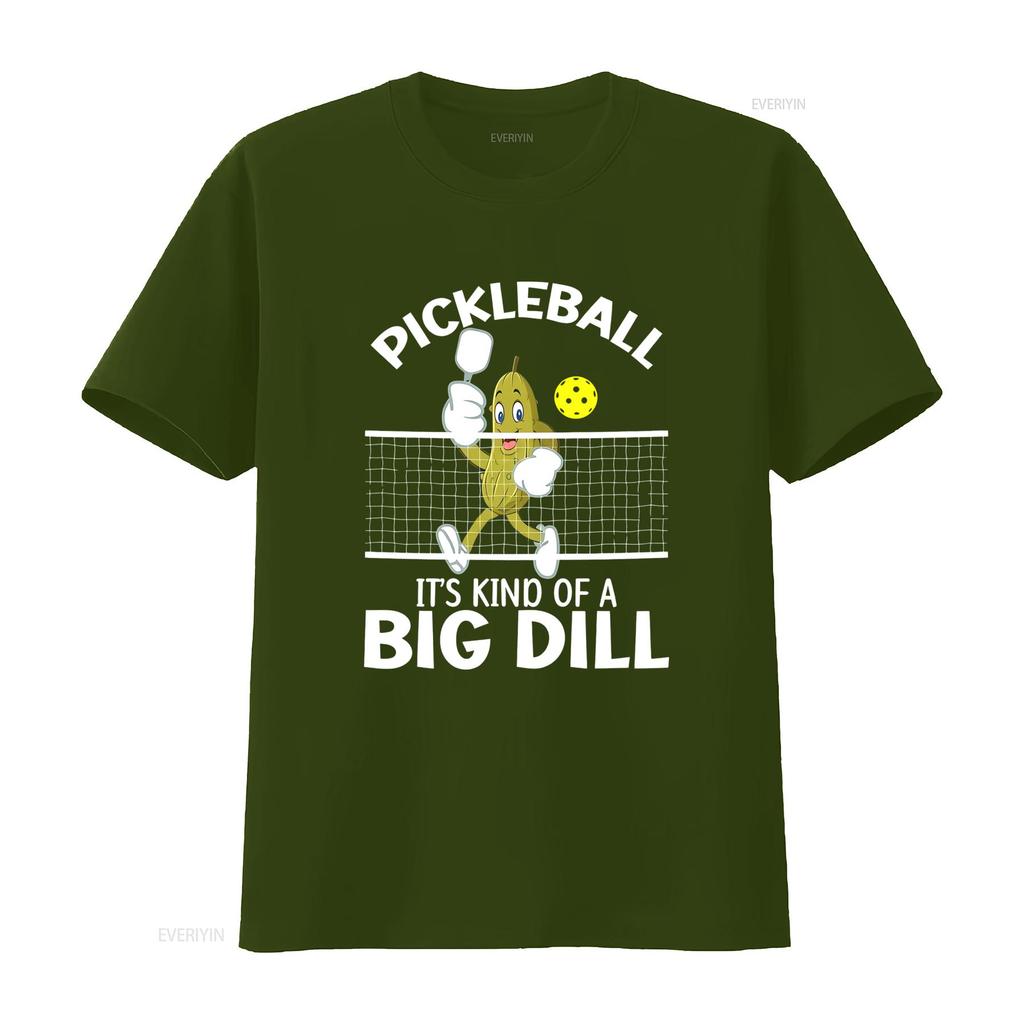 Funny Cartoon Pickle Pickleball Big Dill Print Casual T Shirt vintage Washed Top For Everyday Wear Versatile graphic Slightly