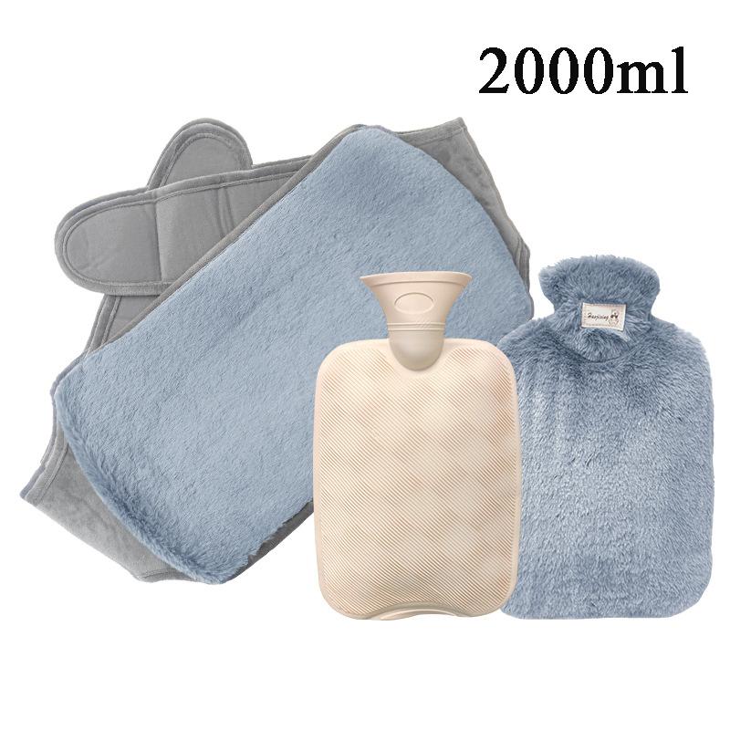 Explosion-Proof Hot Water Bottle with Plush Cloth Cover Belt Winter Hand Foot Abdomen Warmer Reusable Hot Water Bag Pouch