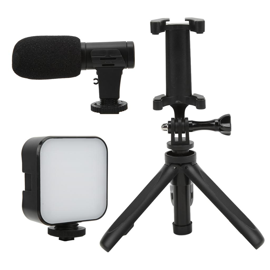 Smartphone Vlogging Kit Live Broadcast Phone Video Microphone Kit with Fill Light Tripod and Phone Holder