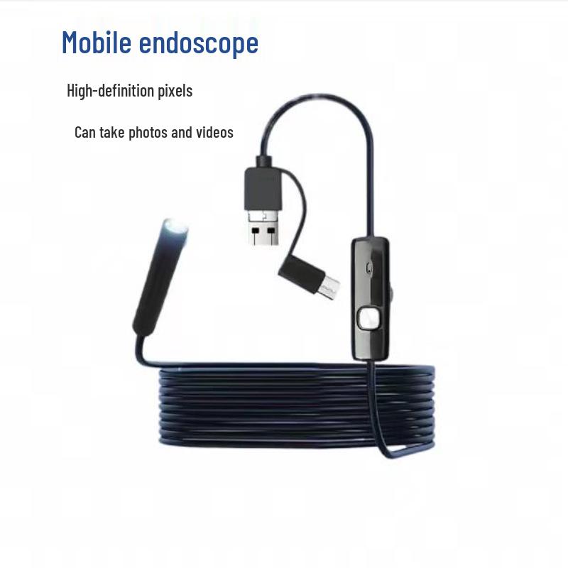 3-in-1 HD Endoscope 7mm Mobile Phone Probe Car Repair Borescope Soft line 1m