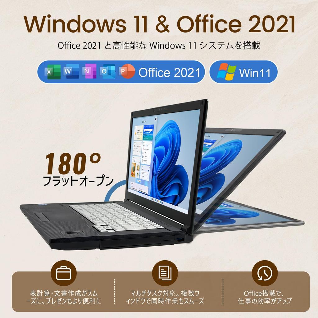LIFEBOOK A5511 11th Gen I3 Core 16GB Memory 512GB SSD Windows 11 with Office 2021 DVD Drive Webcam HDMI [Refurbished] Laptop, 15.6-inch, / i3-1125G4 /