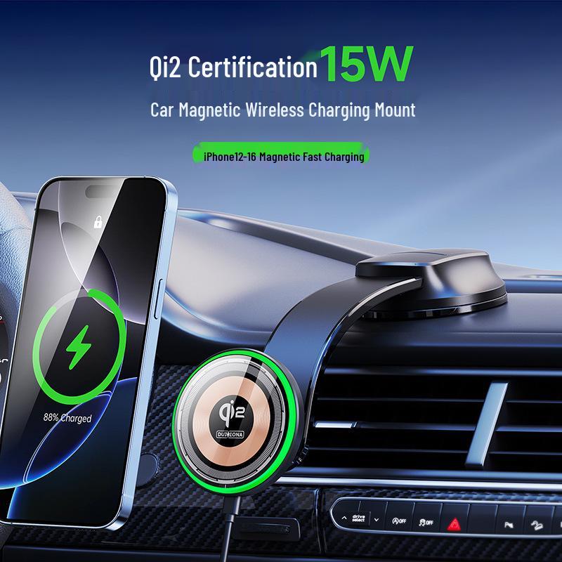 Qi2 Certified Transparent Magnetic Wireless Car Charger, 15W, Compatible with Apple Devices