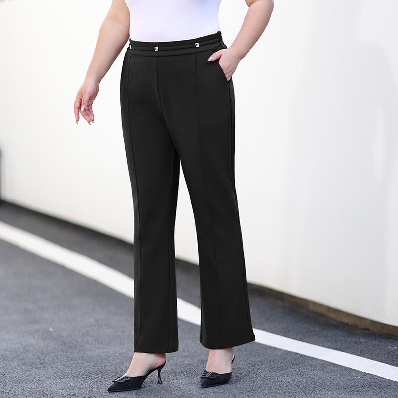 Women's Slightly Flared Pants Spring Loose and Tight Waist High-waisted Horseshoe Pants Flared Casual Pants