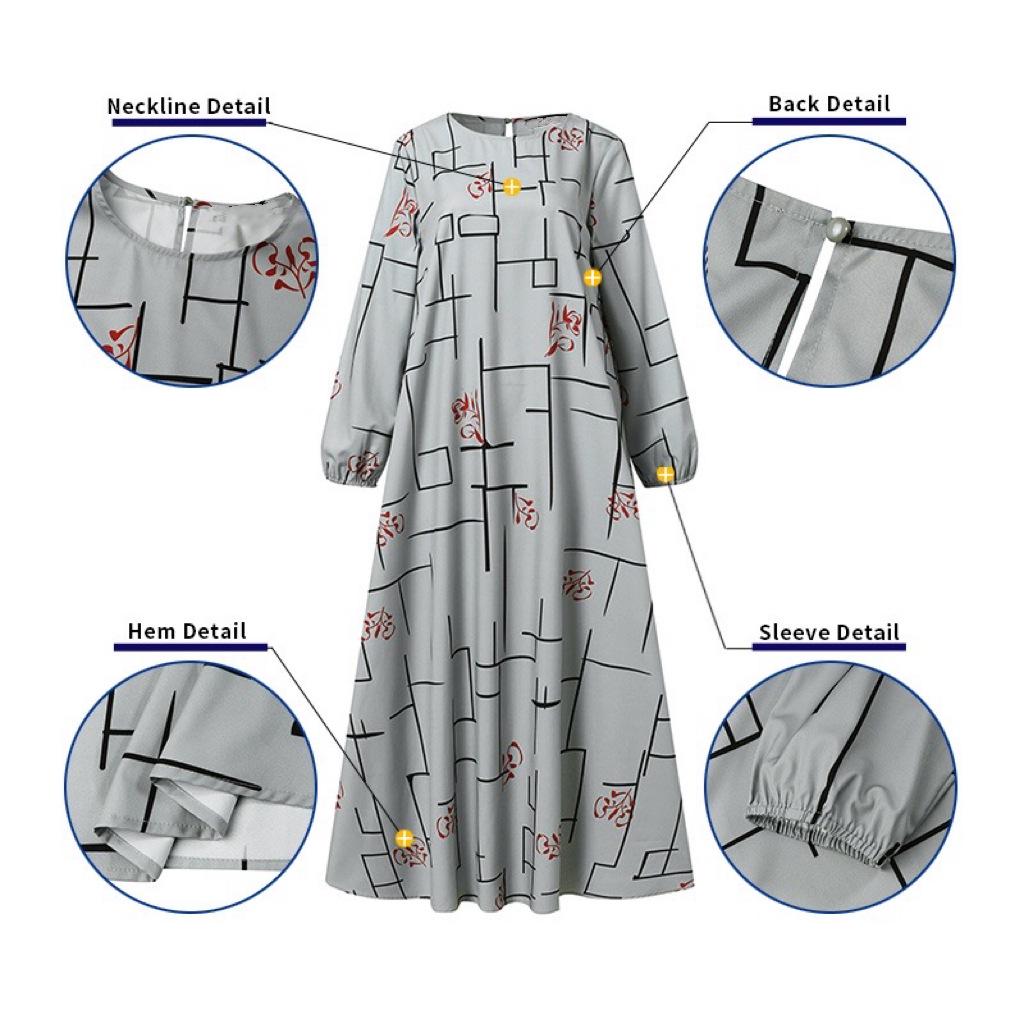 New Arrival Middle East Muslim Casual Pullover Long Sleeve Loose Round Neck Dress