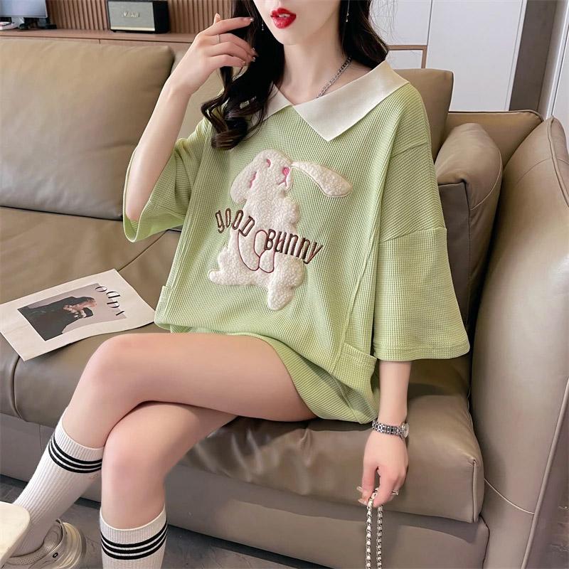 T-shirt for Women Summer Large Size Cotton T-shirt Soft Loose Printed Casual Comfortable Pullover T-shirt Top