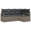 4 Piece Grey Poly Rattan Sofa Set with Cushions and Storage
