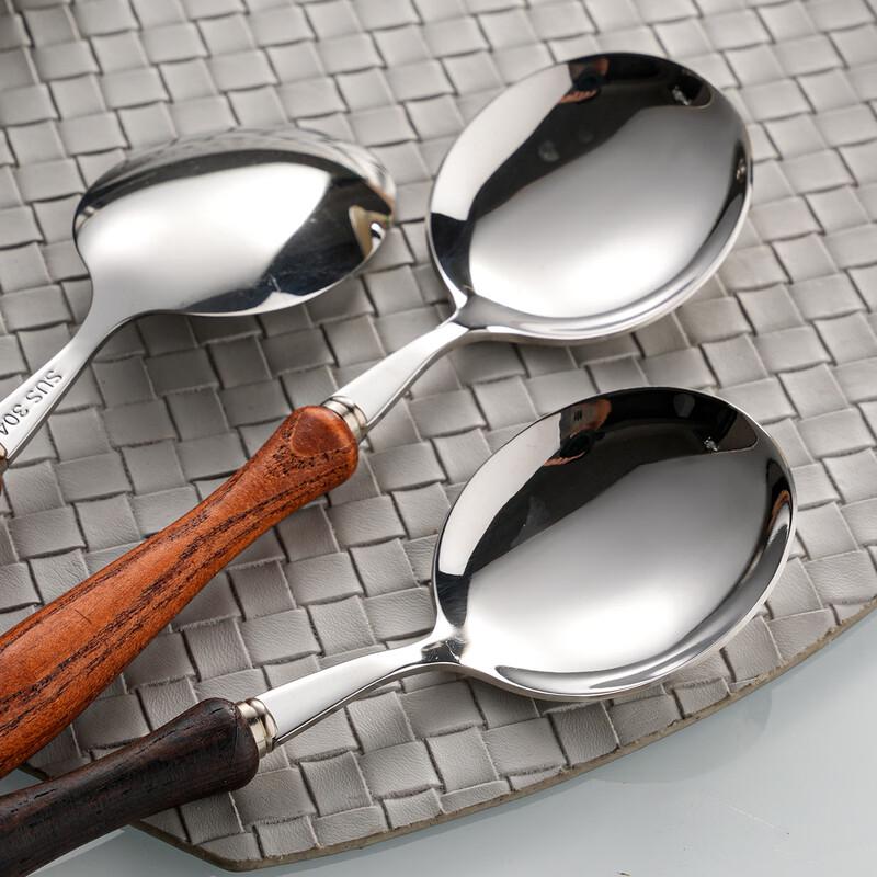 Abay Japanese Style Wooden Handle Stainless Steel Spoon Set