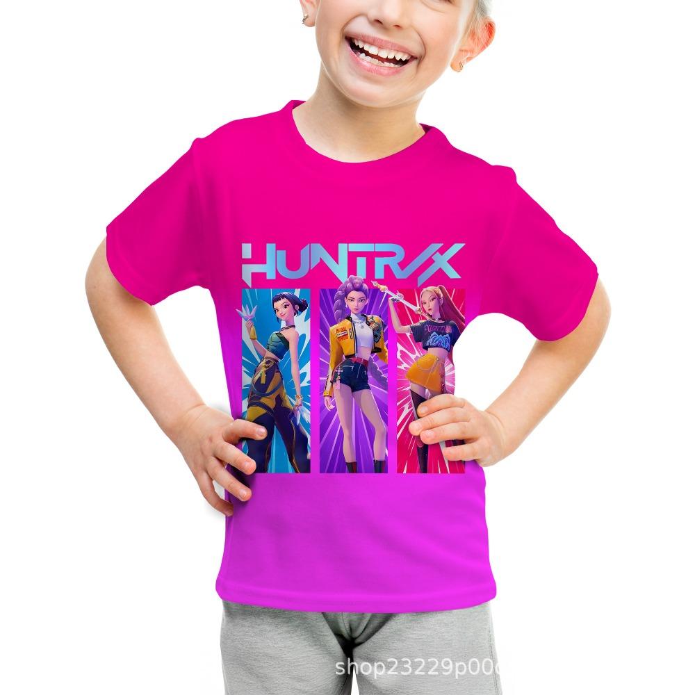 Children's casual short-sleeved T-shirt k-pop witch hunter group pattern 3D printed children's short-sleeved T-shirt