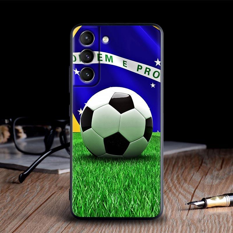 Brazil Flag Silicone Case For Samsung S23 Ultra S24 5G S21 S20 FE Back Cover Galaxy S22 s23 S24 S10 Plus Case Brazilian Football