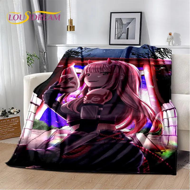 Zero Two DARLING In The FRANXX Soft Plush Blanket,Flannel Blanket Throw Blanket for Living Room Bedroom Bed Sofa Picnic Cover 3D