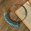 Ethnic Style Collar Water Drop Turquoise Tassel Female Retro Personality Bohemian Collarbone Chain Woven Necklace