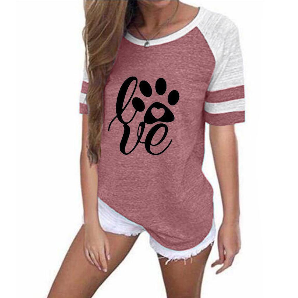 Women Plus Size Printing Stripe Round Neck Short Sleeve Casual Blouse T-shirt