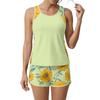 Women Tank Top and Shorts Set Floral Print Sleeveless Athletic Lounge Outfit Lightweight Soft Fabric Casual Wear