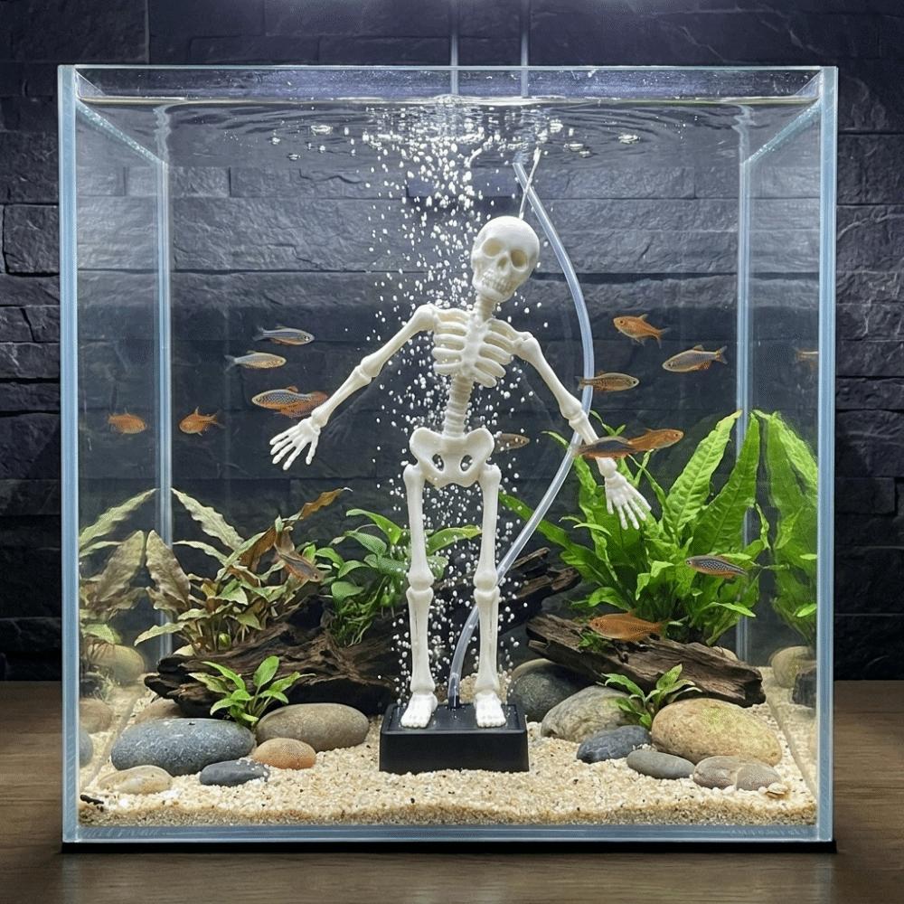 3D Printed Dancing Skeleton Aquarium Bubbler Plastic Fish Tank Bubbler Halloween Decor