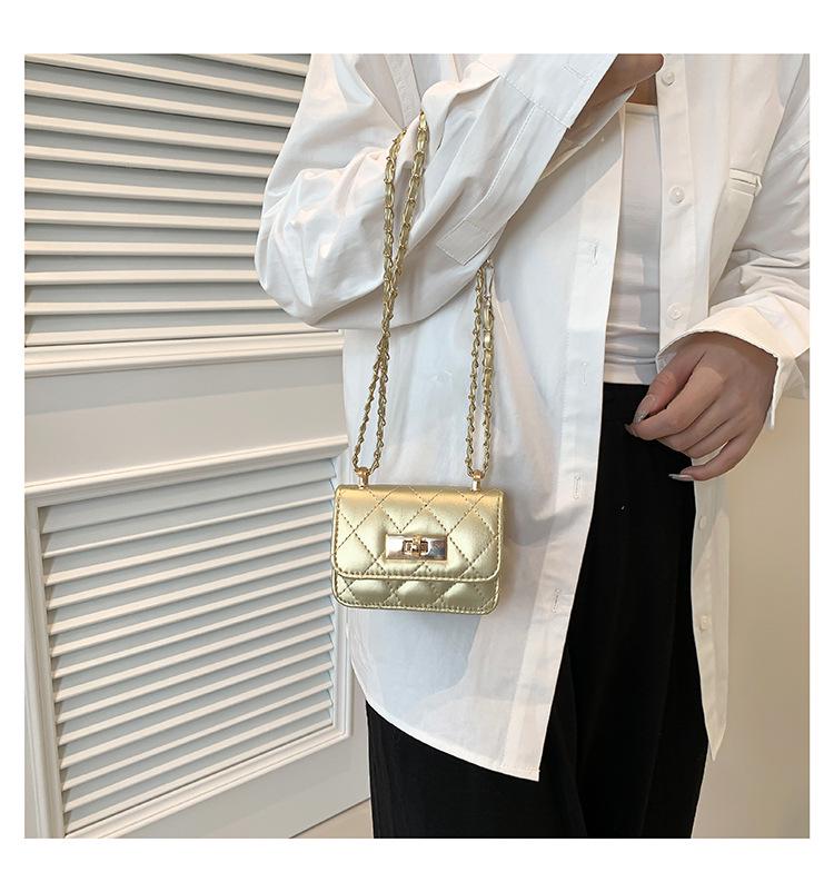 Korean Style Retro Women's Diamond Pattern Chain Crossbody Bag 2025 - Trendy Fashion Casual Small Square Shoulder Bag