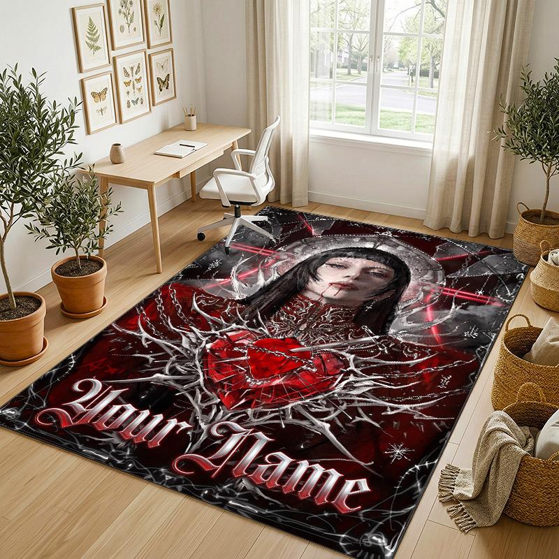 Personalized Crystal Velvet Carpet,Lady Gaga Custom Printed Name, Plush Area Rug For Home Indoor Decor