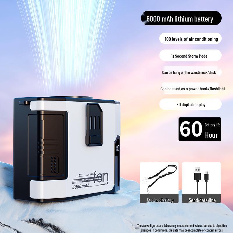 

Portable Waist and Neck Cooling Fan with Clip, Long Battery Life, High-Speed. білий