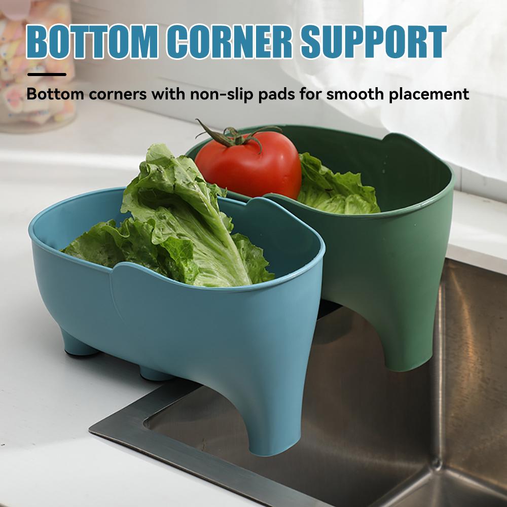 Elephant Drain Basket Multi-purpose Kitchen Storage Drain Basket Household Fruit and Vegetable Basket Plastic Drain Basket Acces