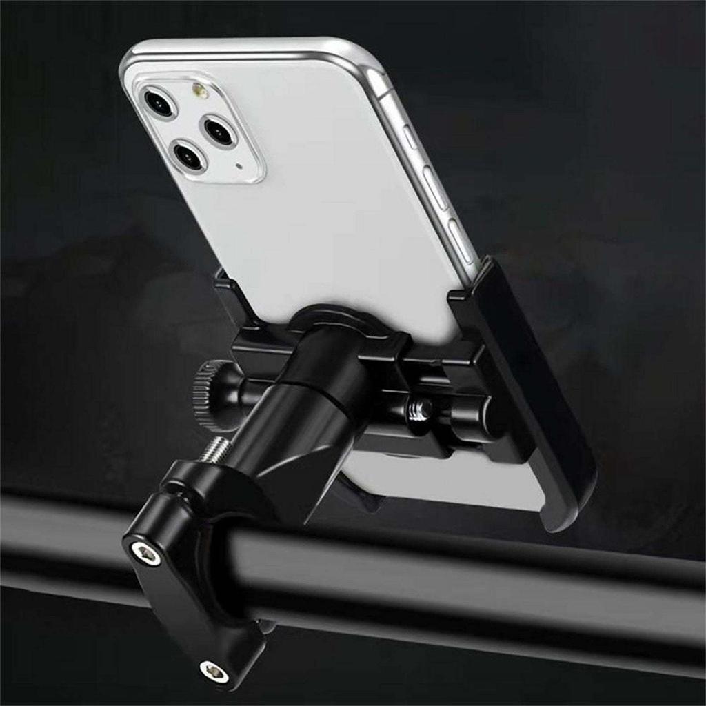 Heavy-Duty Motorcycle Phone & GPS Holder Adjustable Clamp with Free Mount, Compatible for Smartphones Tablets Navigation Devices