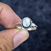Rainbow Moonstone Gemstone 925 Sterling Silver Jewelry Ring Size 6.5 MM-3446