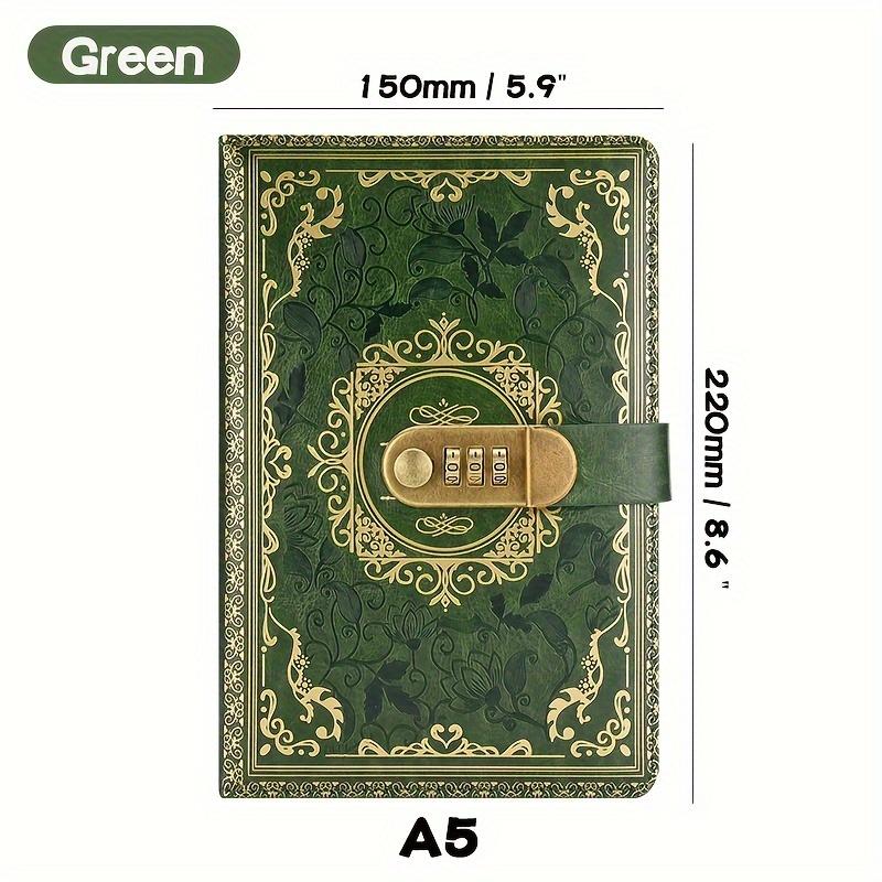 

Цифровой дневник с замком - Дневник формата А5, защищенный паролем, с кодовым замком, 200-страничная секретная тетрадь из искусственной кожи для подростков, подарок зелёный