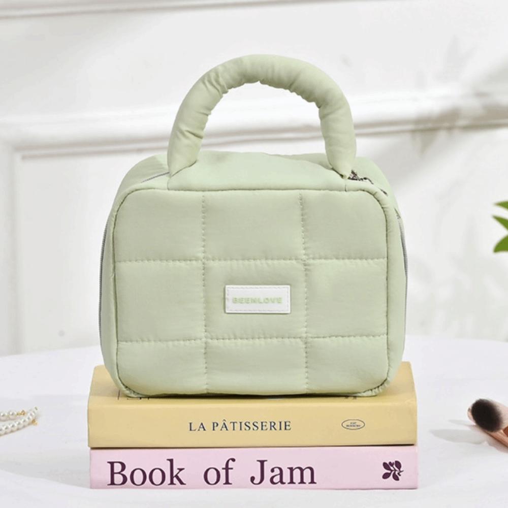 Large Capacity Hand-held Makeup Bag Quilted Portable Toiletry Bag Puff Square Cosmetic Bag  Home