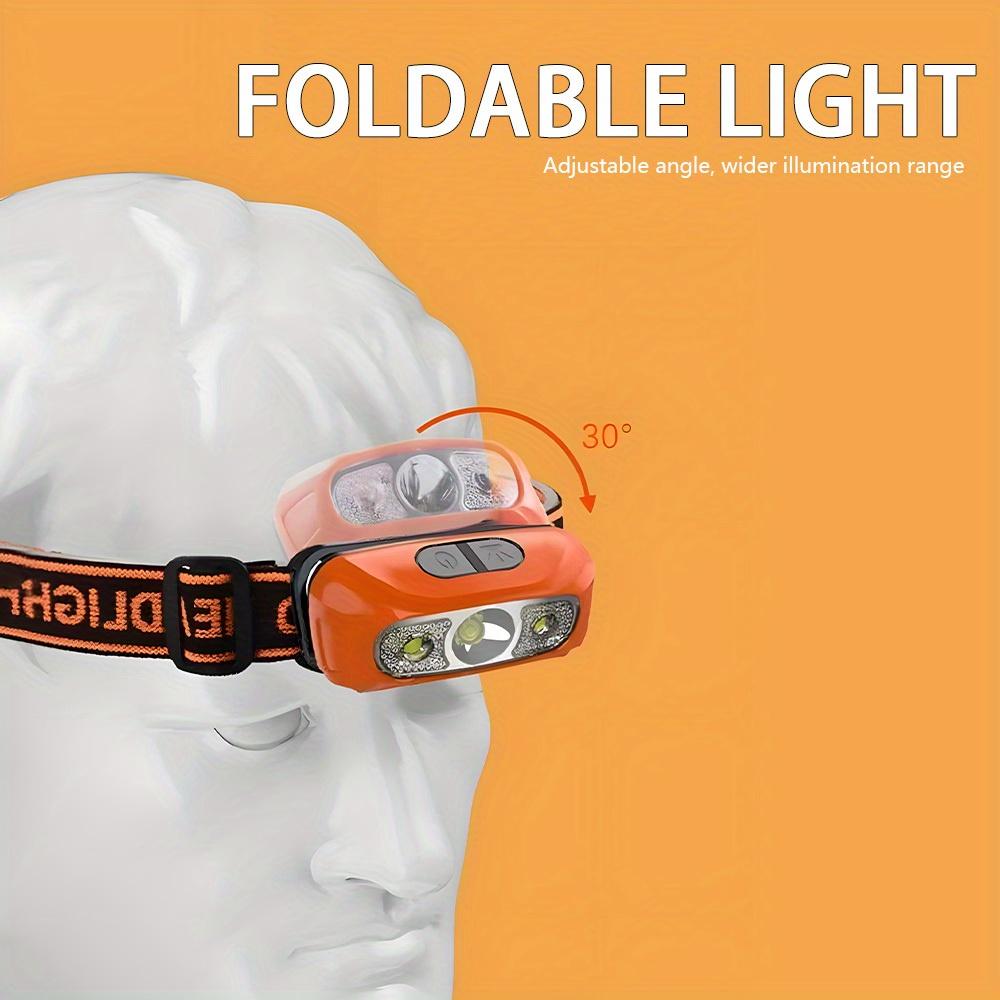 Sports Headlamp USB Rechargeable Hands-free Flashlight with Bright Beam Automatic Switch In 3 Modes, Camping, Fishing, and Emergency Situations