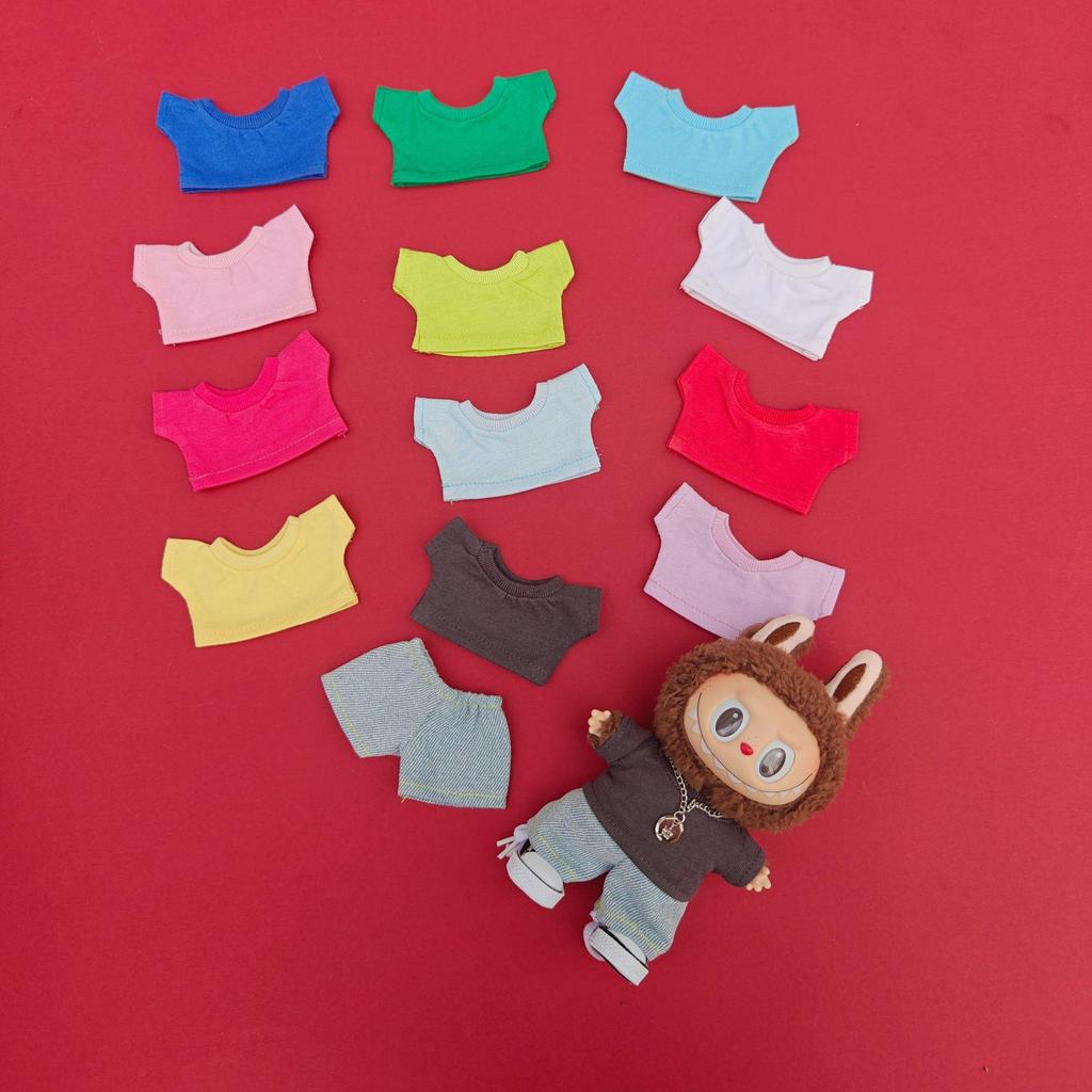 Labubu Keychain Pendant Outfit: Doll Jeans and Short Sleeve Set