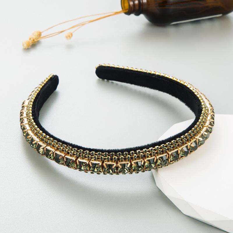 Women's Hairband Rhinestone Versatile Headband Baroque Gold Velvet Fine Edge Headwear