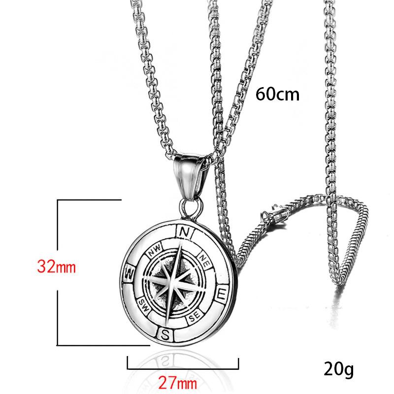 New Metal Compass Cast Necklace, Fashionable Titanium Alloy Pendant