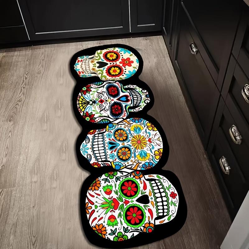 Skull Print Carpet Bedroom Bathroom Door Mat Halloween Day Of The Dead Bedside Rug Bay Window Pad Home Decor
