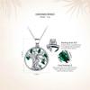 WOSTU Real 925 Sterling Silver Tree of Life Necklace Green Cubic Zirconia Round Pendant Family Tree Jewelry Gift for Her