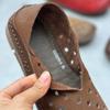Women's Handmade Leather Shoes Summer Round Head Flat Soft Cowhide Hole Sandals