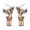 1 Pair Christmas Earrings Deer Snowflake Xmas Tree Design Hook Earrings Sparkling Rhinestones Party Earrings