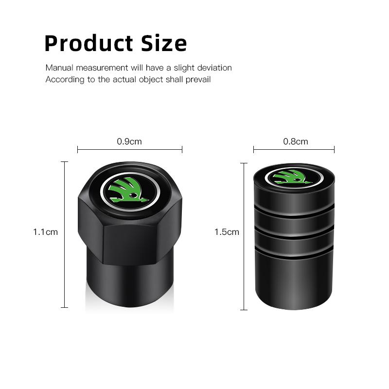 RBK5  4Pcs Metal Car Wheel Tire Valve Caps Stem Case Covers Accessories For Skoda Kodiaq Octavia Enyaq iV Scala Superb Karoq Vision RS
