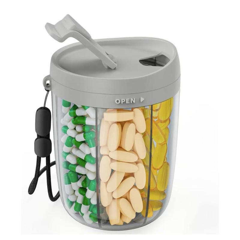 [New] 1Pcs Daily Medicine Organizer Portable 6-Compartment Vitamin Supplement Pill Storage Box For Unisex Home And Travel Use