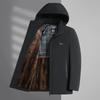 Trendy Fleece-Lined Cotton Parka for Middle-Aged & Elderly Men – Plus Size Hooded Winter Jacket