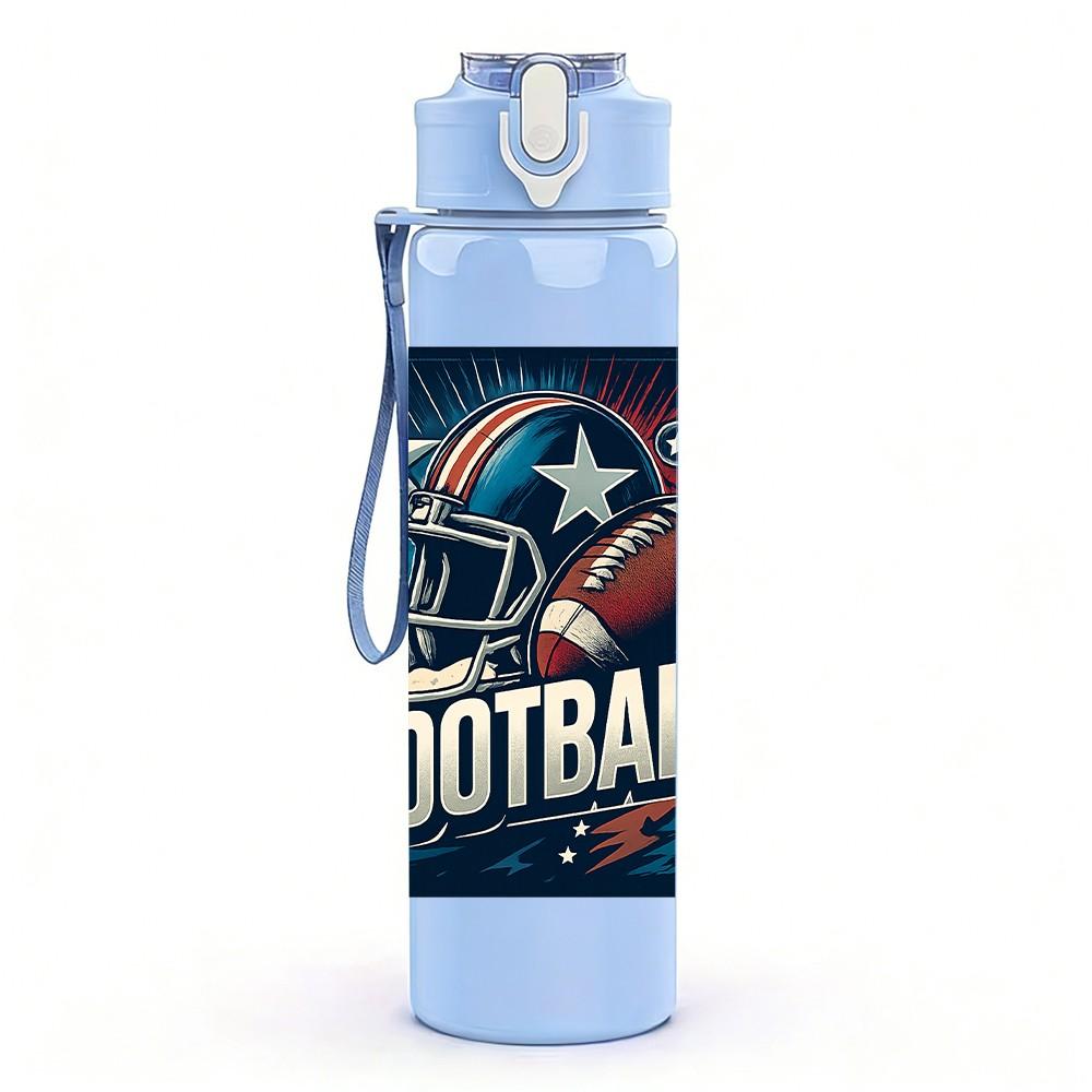 1PC American Football Sport Print 750ml Color Plastic Sports Water Bottle Leakproof Flip Straw Lid Suitable for Sports Office Home Use