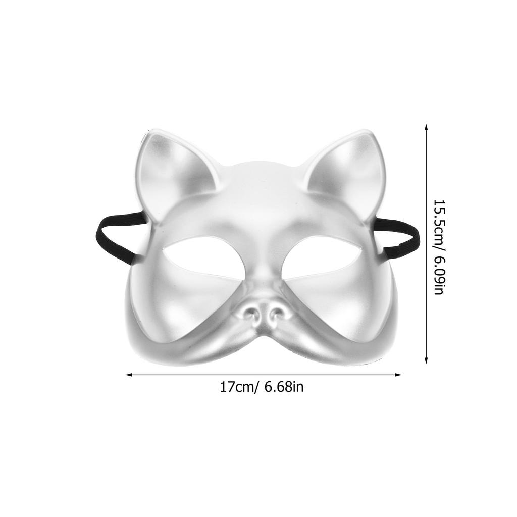 Blank Cat Face Mask Half Plastic Lightweight Paintable Halloween Party Cosplay Masquerade Animal Mask Masks