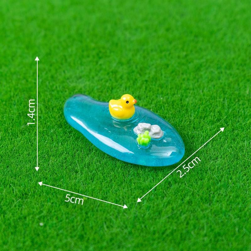 Mini Resin Pond Ornaments Koi Duck Lotus Theme Smooth Texture Small Decor for Indoor Bonsai Garden Decor