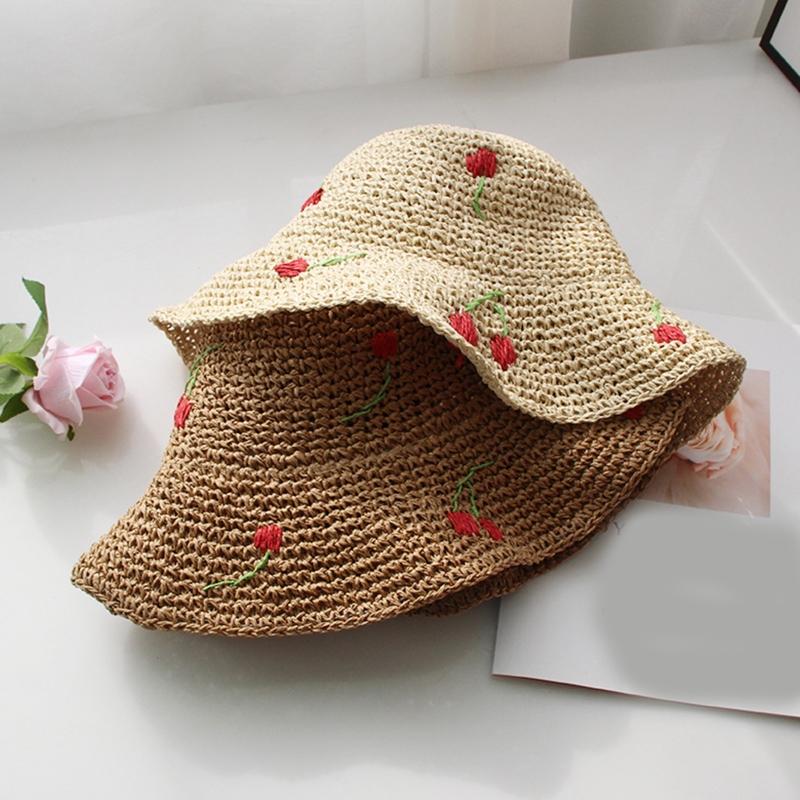 Women Crochet Bucket Hat Cute Ladies Outdoor Sports Fisherman Cap for Women Teenagers Casual Spring Summer Sunscreen