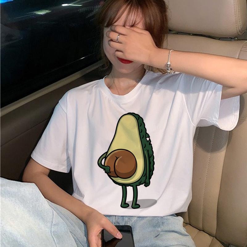 Avocado Vegan T Shirt Women Harajuku Funny Cartoon T-Shirt Ullzang Korean Style Small Fresh Tshirt 90S Fashion Top Tees Female