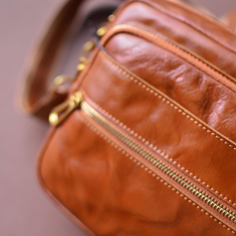 Men's Genuine Leather Crossbody Shoulder Bag, Retro Korean Style, Versatile for Women, New Trend.